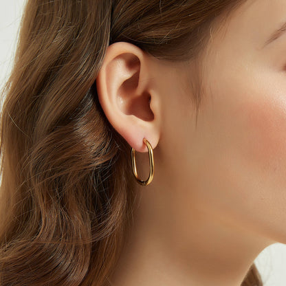 Melange Blanc - E080 rectangle hoop, hoop earring, rectanglehoop earring