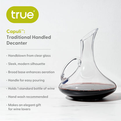 TRUE - Capuli Traditional Glass Wine Decanter w/ Handle - 52oz