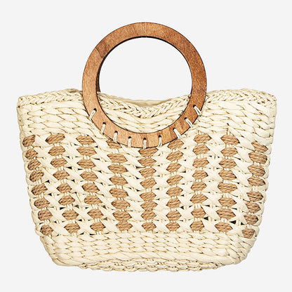 Collections by Fame Accessories - Small Braided Round Handle Tote Bag