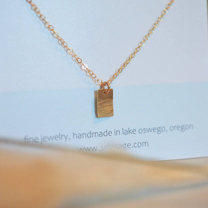 Sela+Sage - Graduated Linear Hammered Rectangle Pendant Necklace