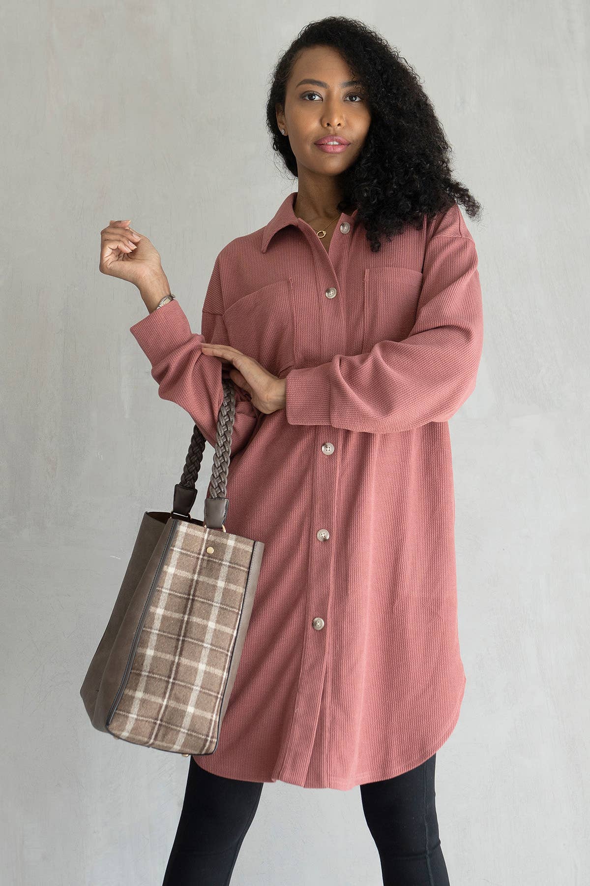 Jen & Co. - SKT2205 Edith Long Shacket with Pockets