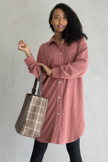 Jen & Co. - SKT2205 Edith Long Shacket with Pockets
