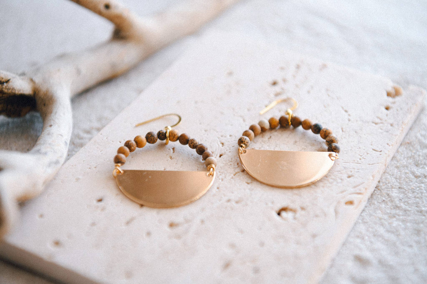 Cecelia Designs Jewelry - Stella Beaded Half Moon Hoop Earrings