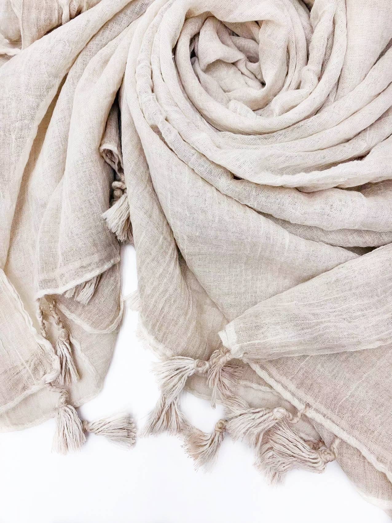 JC Sunny Fashion - Solid Tassel-Trim Scarf