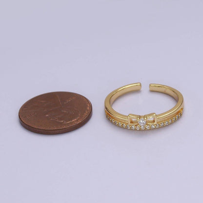 Aim Eternal - Dainty Gold Filled Bow CZ Ring Open Adjustable Ring S-514
