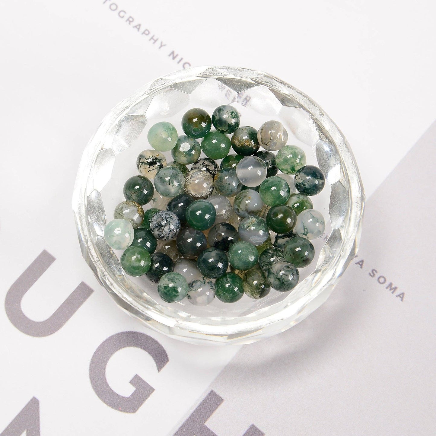 CRCBEADS - Green Moss Agate Smooth Round Beads 4mm 6mm 8mm 10mm Approx 15.5" Strand