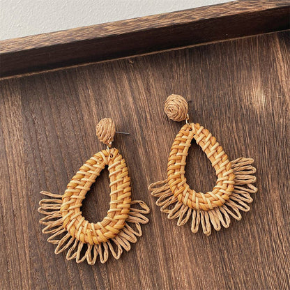 Dipped Shop - Vintage Handwoven Rattan Grass Earrings DP25D776