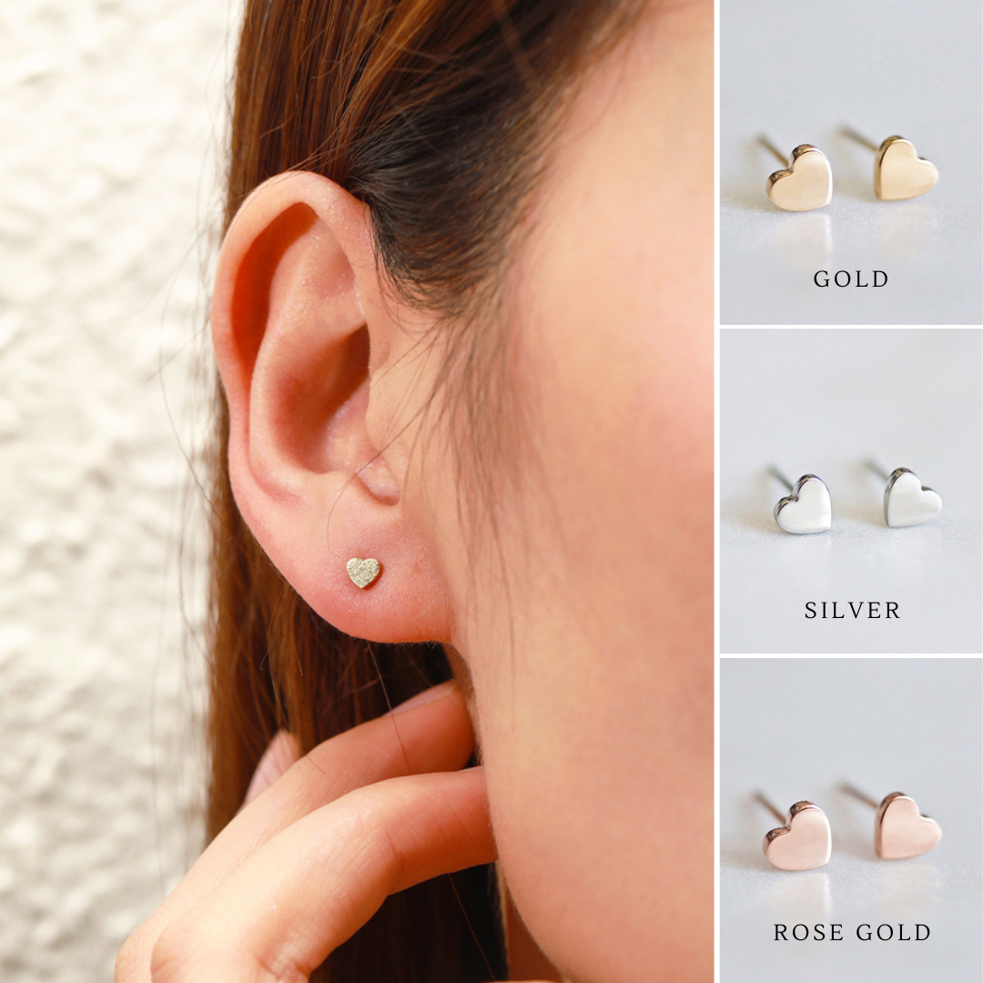 Melange Blanc - Annabella Heart Earrings, heart studs, stud earrings