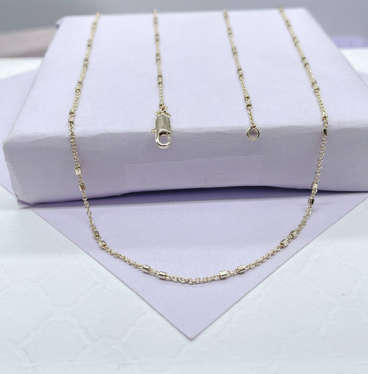 Milie Jewels - 18k Gold Filled Double-bar Satellite Chain with Oval Link