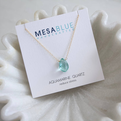 Mesa Blue - Aquamarine Quartz Necklace - Gold Filled