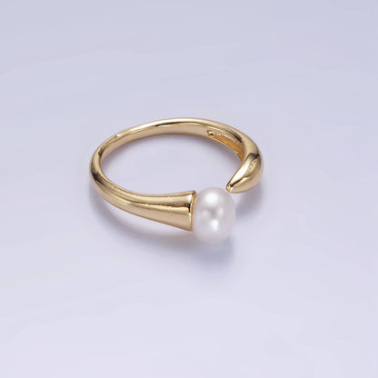 Aim Eternal - 14K Gold Filled Shell Pearl Solitaire Wrap Open Ring | O1317
