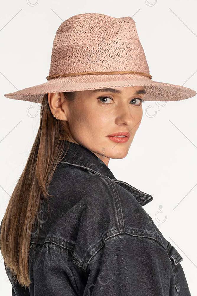 Hana - C.C Multi Pattern Suede String Band Panama Sun Hat