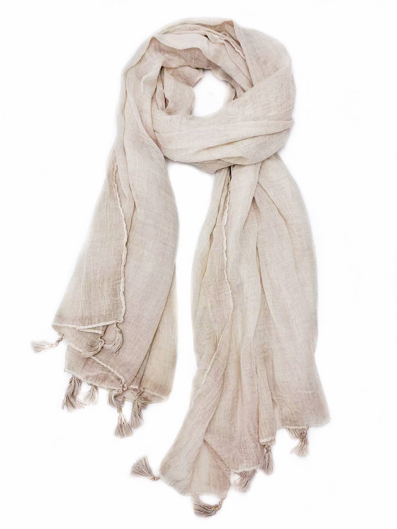 JC Sunny Fashion - Solid Tassel-Trim Scarf