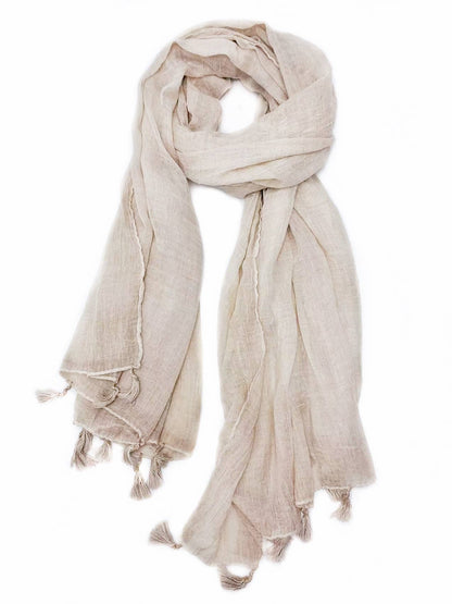 JC Sunny Fashion - Solid Tassel-Trim Scarf