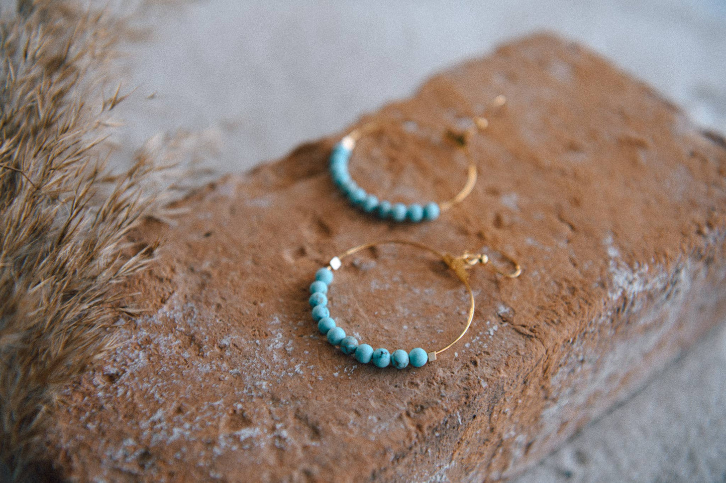 Cecelia Designs Jewelry - Gemstone and Gold Plated Hoop Earrings