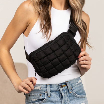 Aili's Corner - Evyn Quilted Puffer Sling Crossbody Belt Bum Fanny Waist Bag
