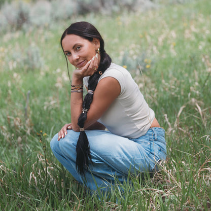 K'lani hair tie bracelets - "Ember" Tortoise Shell Ring Charm with gold, browns and neutrals.