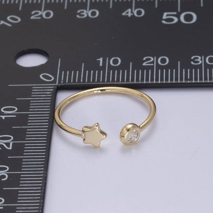 Aim Eternal - Dainty Celestial Mini Star & CZ Stone Adjustable Open Ring