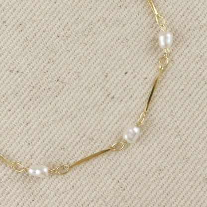 GoldFi - 18k Gold Filled Pearl Bead & Straw Bracelet