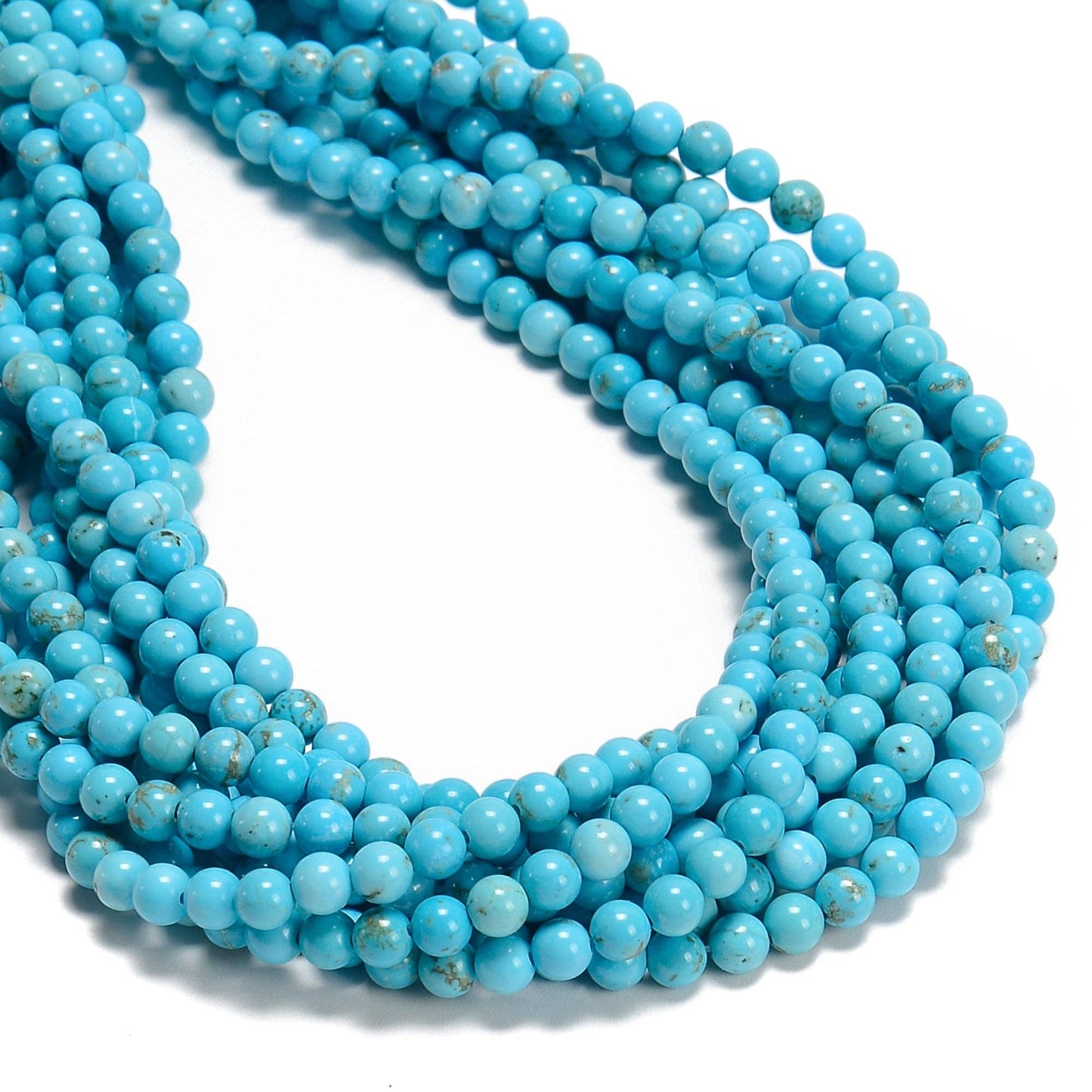 CRCBEADS - Blue Turquoise Smooth Round Beads 2mm 3mm 4mm 15.5" Strand