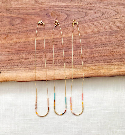 Ocean Breakup - Thin Beaded Necklace - Desert Collection