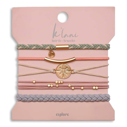 K'lani hair tie bracelets - "Explore" Gold Compass Charm Hair Tie Bracelets