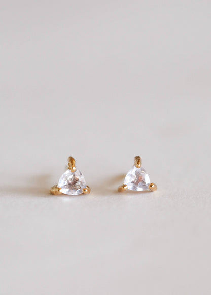JaxKelly - Mini Energy Gem - Rose Quartz - Gold Earrings