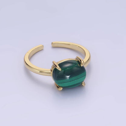 Aim Eternal - 14K Gold Filled Malachite Gemstone Oval Solitaire Ring