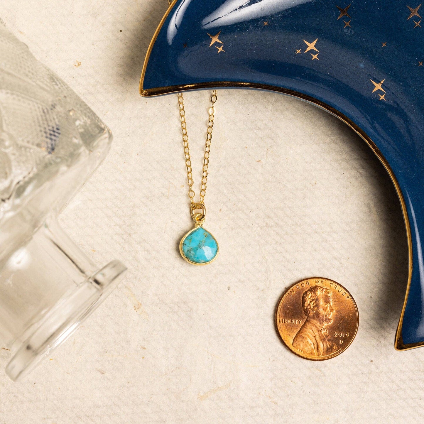 Soul & Little Rose - Turquoise Teardrop Pendant Gemstone Necklace