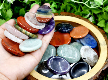 Soothing Crystals - 25pcs Gemstone Worry Stones, Palm Stone, Thumb Stone