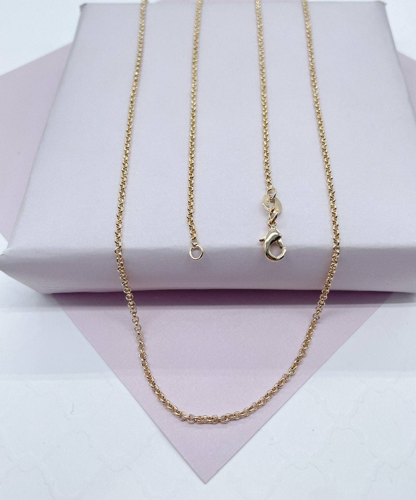 Milie Jewels - 18k Gold Filled 1mm Rolo Chain Necklace Supplies Designers