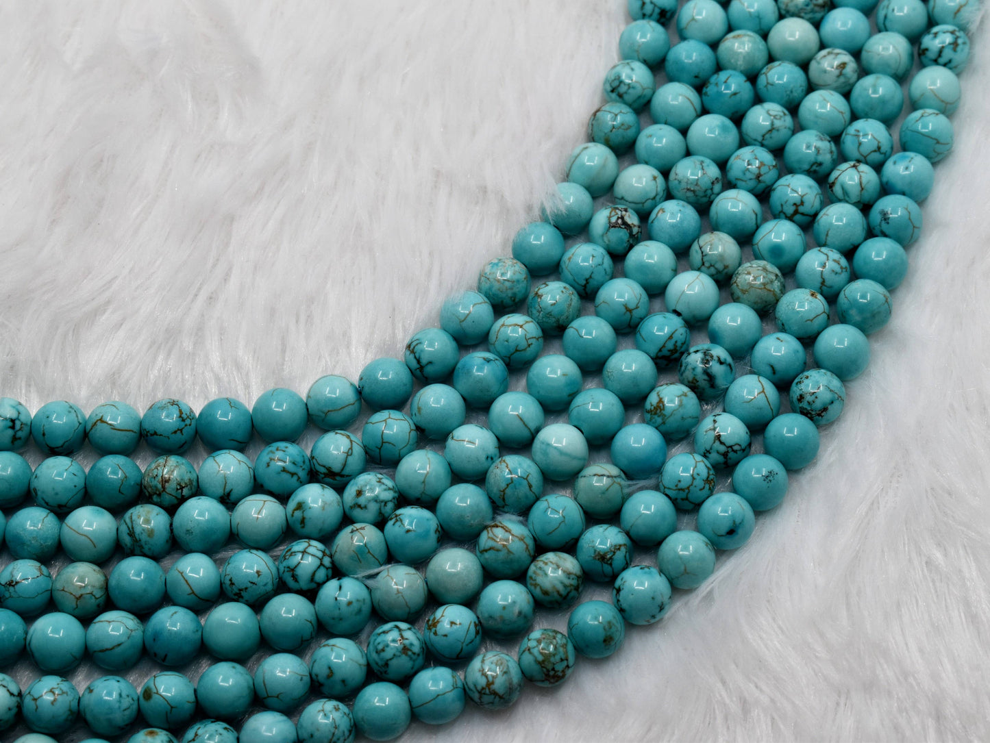 Soothing Crystals - Turquoise Howlite Round Bead 4,6,8,10mm Crystal Beads Strand