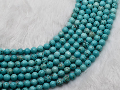Soothing Crystals - Turquoise Howlite Round Bead 4,6,8,10mm Crystal Beads Strand