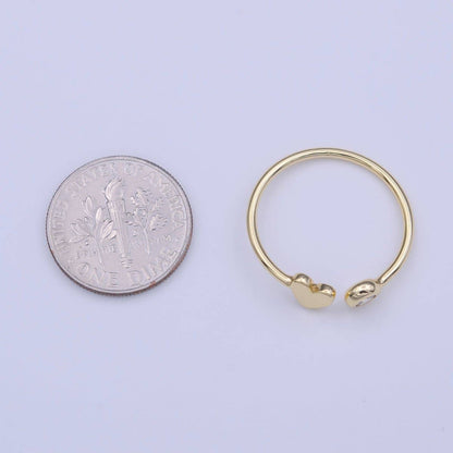 Aim Eternal - Gold Filled Minimalist Heart Round Cubic Zirconia Open Adjustable Ring | O-124
