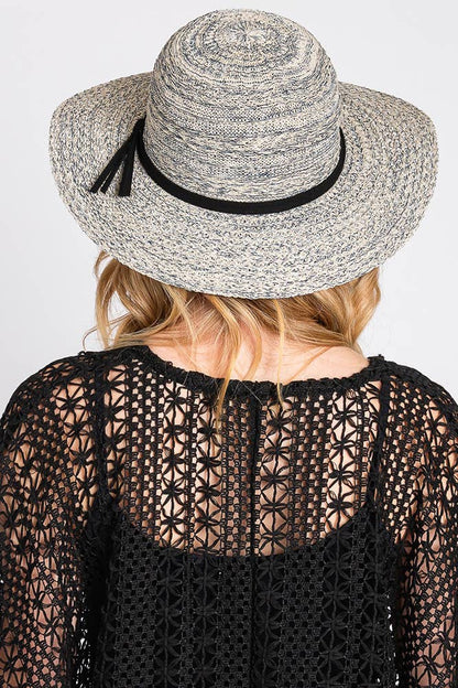 Hana - Suede Band Mixed Braid Packable Sun Hat