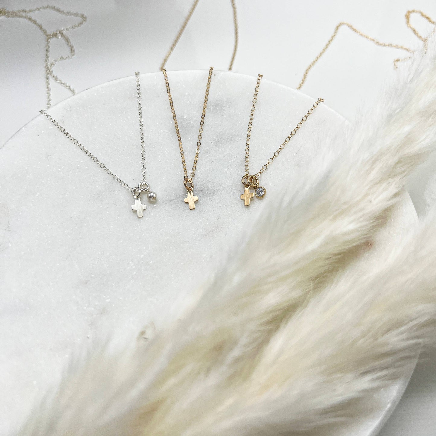Sela+Sage - Tiny Religious Necklace, Christian Cross