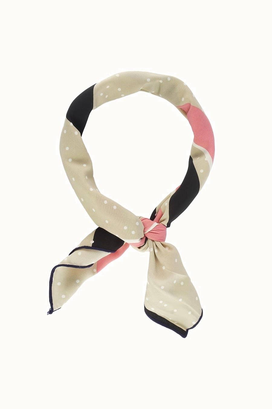 Olive & Pique - "So Silky" Satin Neckerchief Scarf, Versatile, Rose Beige