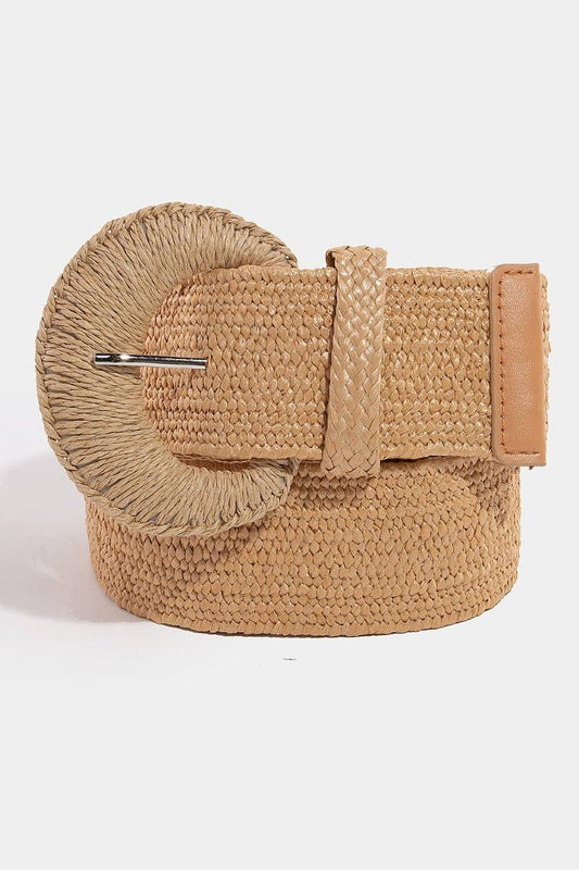 Collections by Fame Accessories - Large Braided Buckle Elastic Belt