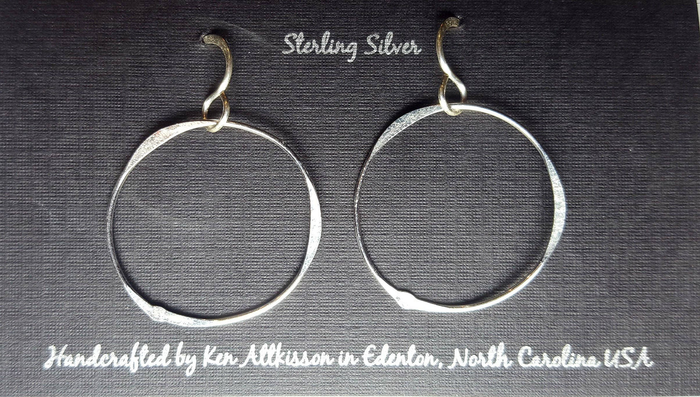 ER05 Ken’s handcrafted jewelry - Sterling Silver Earrings Large Circle