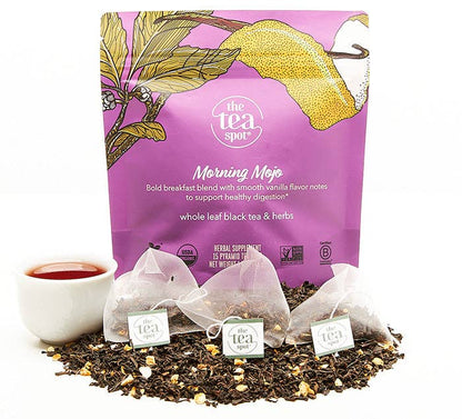 The Tea Spot - Morning Mojo, Organic Pu'erh Tea - 15 sachets each