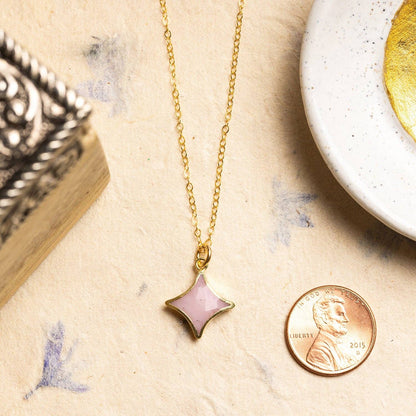 Soul & Little Rose - Pink Opal Star Gold Necklace 14k gold filled adjustable dainty chain
