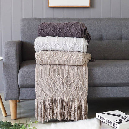 Fennco Styles - Rhombus Diamond Knit 50x60 Inch Throw Blanket