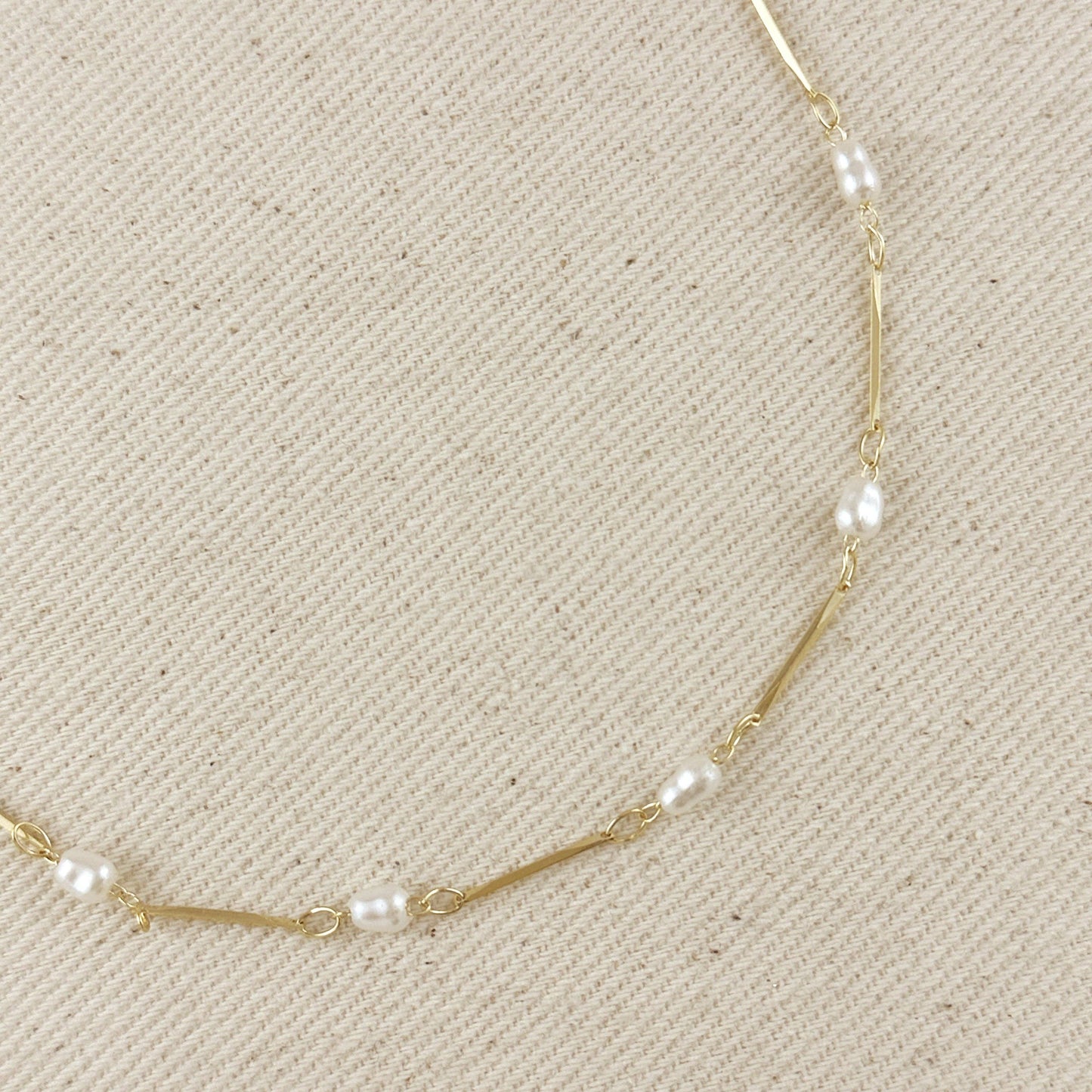 GoldFi - 18K Gold Filled Pearl Bead & Straw Necklace