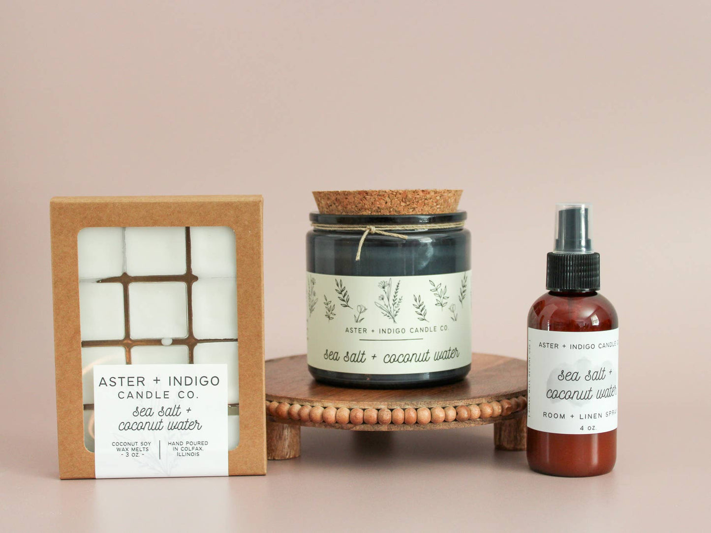 Aster + Indigo Candle Co. - Sea Salt + Coconut Water | Room + Linen Spray | 4oz