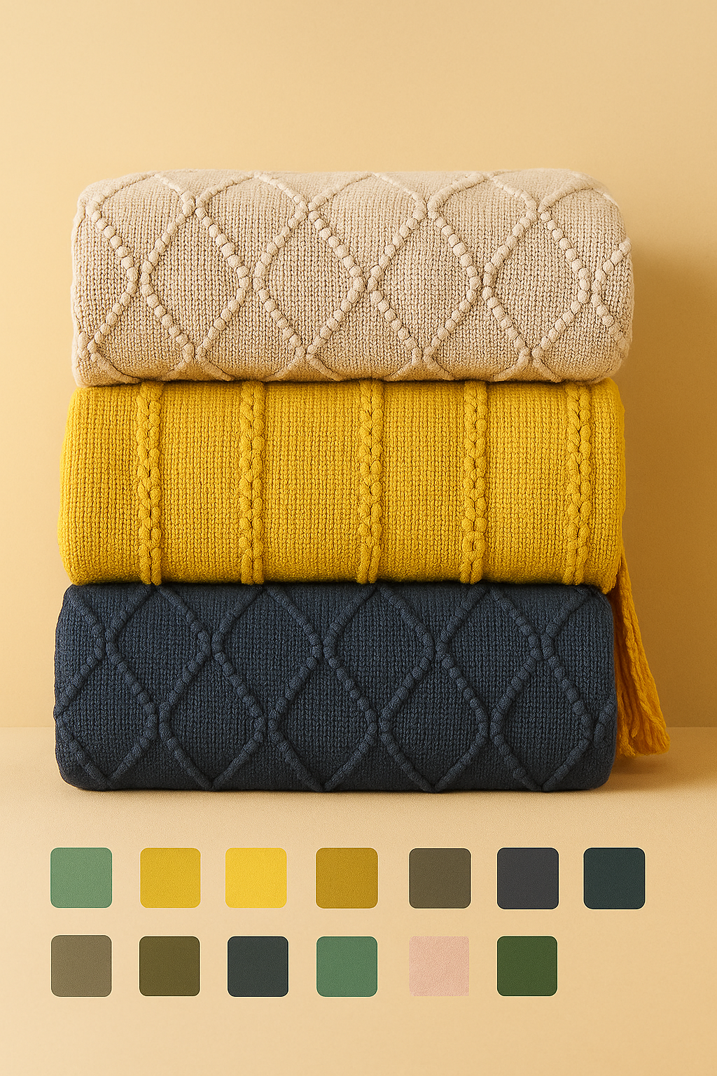 Fennco Styles - Rhombus Diamond Knit 50x60 Inch Throw Blanket
