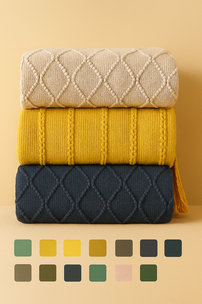 Fennco Styles - Rhombus Diamond Knit 50x60 Inch Throw Blanket