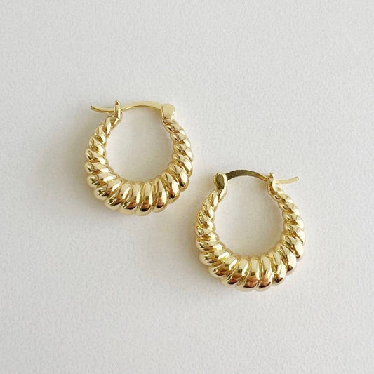 True by Kristy Jewelry - Endless Weekend Croissant Twist Hoops Earrings Gold Filled