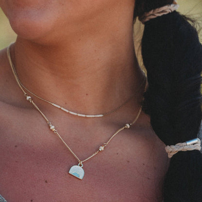 K'lani hair tie bracelets - "Rise" Gold & Cream Sunrise Necklace Set
