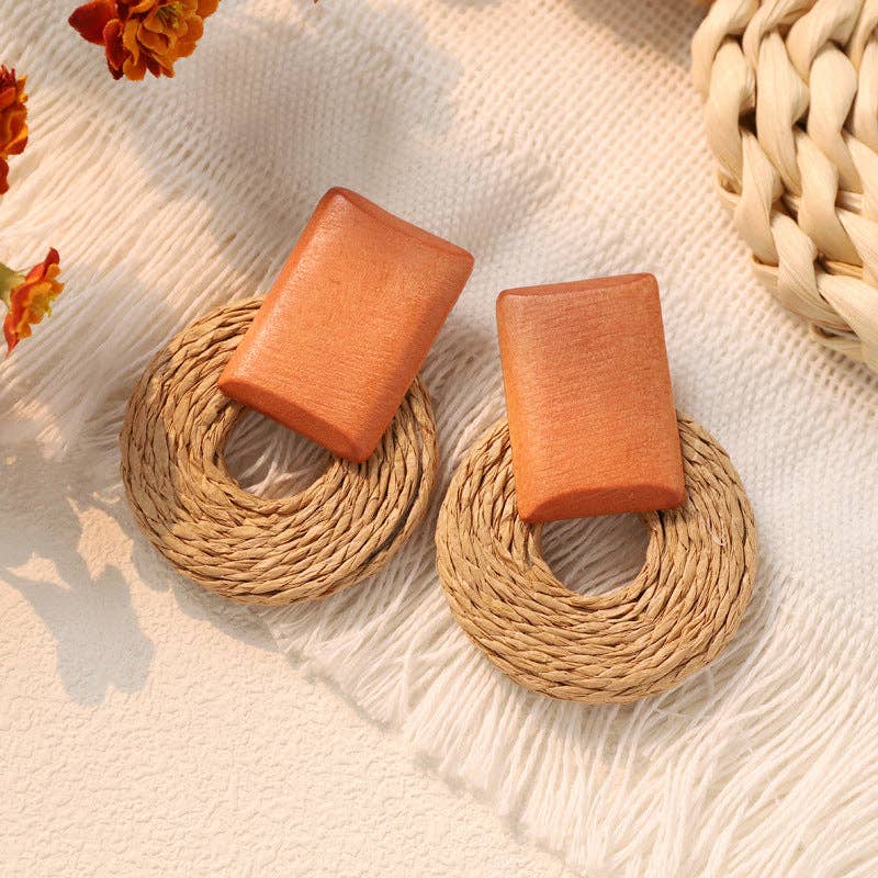 Dipped Shop - Bohemian Beach Vintage Woven Straw Earrings DP25D782