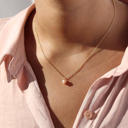 Token Jewelry - Pink Pearl Necklace in 14k Gold Fill or Sterling Silver 